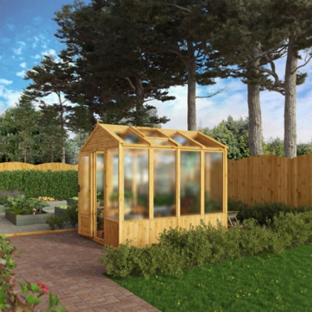 Waltons 8X6 Wooden Greenhouse Apex Growhouse Tongue And Groove - Polycarbonate Glazed