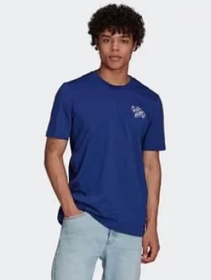 adidas Real Madrid Graphic T-Shirt, Blue/White, Size 3XL, Men