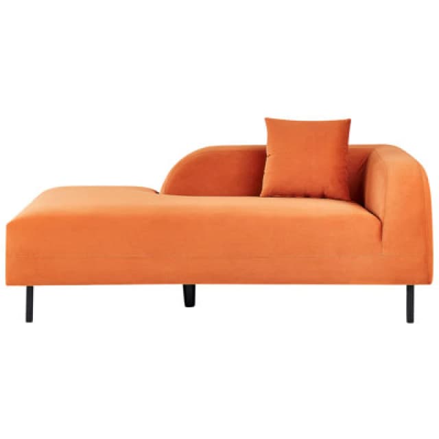 Beliani Right-Hand Chaise Lounge Le Crau Velvet Orange