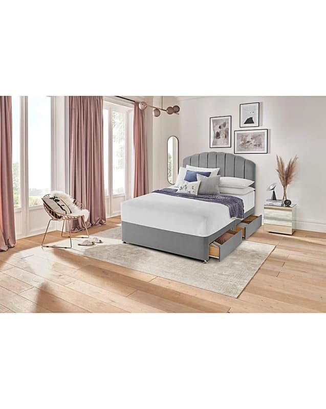 Silentnight Silentnight Fabric 4 Drawer Divan Base Grey - Silentnight - Size: DOUBLE Grey DOUBLE DI29107