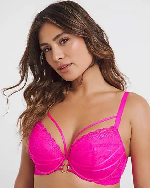 Ann Summers Ann Summers Compelling Plunge Bra Bright Pink Female 42FF LO34245