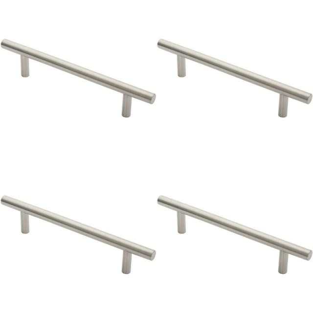Loops 4x 19mm Straight T Bar Pull Handle 225mm Fixing Centres Satin Stainless Steel Metallics unisex