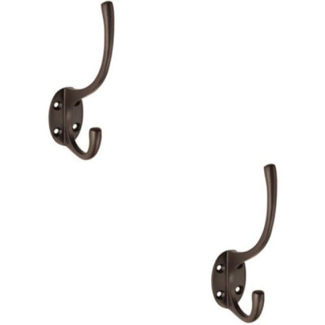 Loops 2x Victorian Hat & Coat Hook on Oval Backplate 64mm Projection Matt Bronze Multi