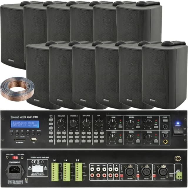 Loops 6 Zone Matrix Bluetooth Mixer Amplifier Amp 12 Speaker System Switch Splitter PA Multi unisex