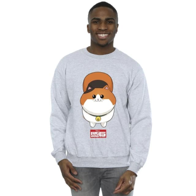 Disney Men Big Hero 6 Baymax Kitten Face Sweatshirt in Grey Size: Small Grey S Male 5059934825345