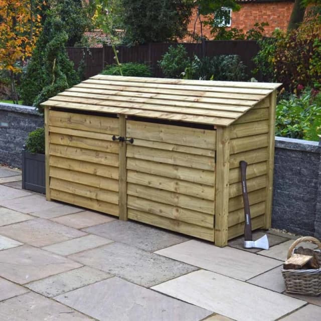Rutland County Garden Furniture Ltd Normanton 4ft Log Store with Doors, L80 x W230 x H128cm - Light Green Light Green Unisex
