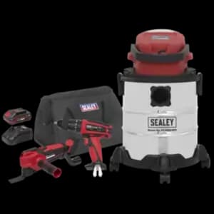Sealey 3 x 20V SV20 Series Tool VAC Combo - 2 Batteries - CP20VCOMBO5