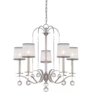 5 Bulb Chandelier Hanging Pendant LIght Imperial Silver LED E14 40W Bulb