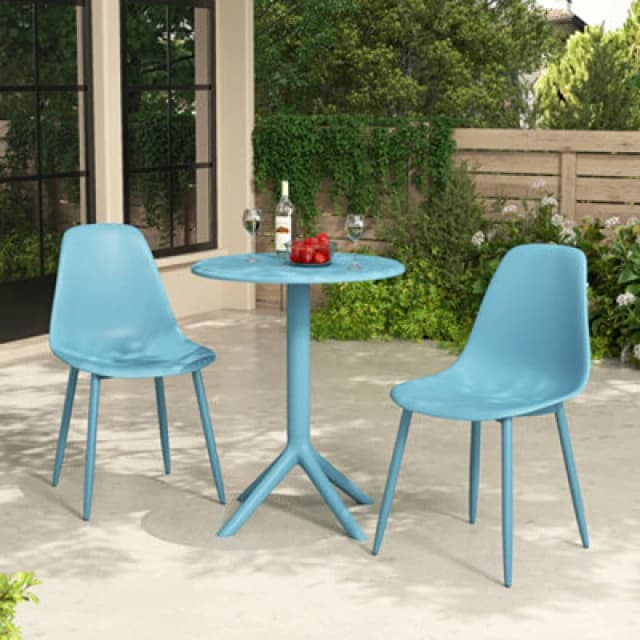 Core Products Rimini 3 Piece Cala Bistro Table & 2 Chair Set Outdoor Grade, Sky Blue GRDTC101-SB