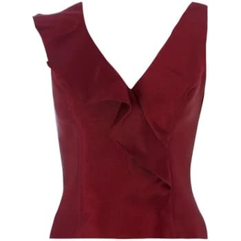 ISSA Ruffle Top - Bordeaux