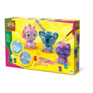 SES CREATIVE Childrens Casting and Painting Glitter Animals Set, Unisex, Five Years and Above, Multi-colour (01289)
