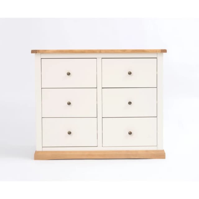 Cabinet Bits Trevi 6 Drawer Chest of Drawers Brass Knob in Off-White Off-White Unisex