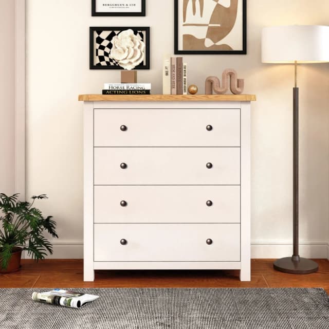 Cabinet Bits Maggiori 4 Drawer Chest of Drawers Brass Knob in Off-White Off-White Unisex
