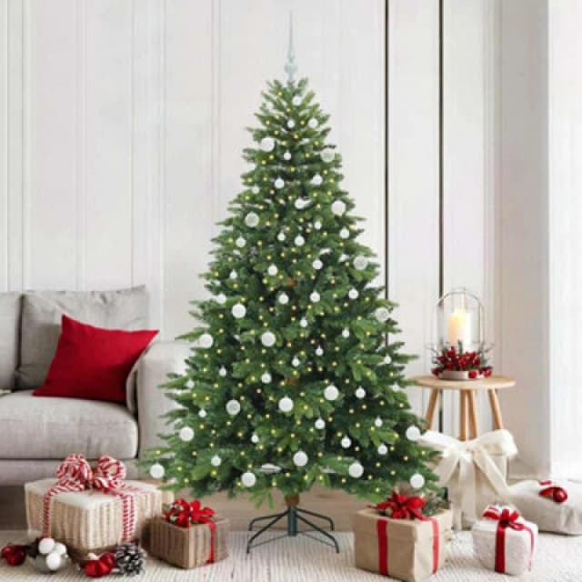 vidaXL Artificial Christmas Tree with 300 LEDs, White Balls Green 180 x 117cm PE and PVC, Green 3397552