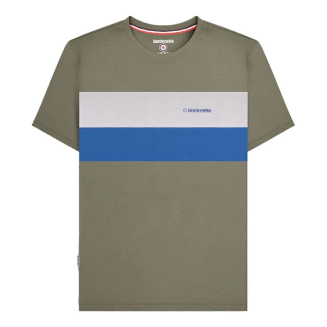 Lambretta Lambretta Men Panelled Short-Sleeved T-Shirt in Green Size: Small Green S Male 5063703659383