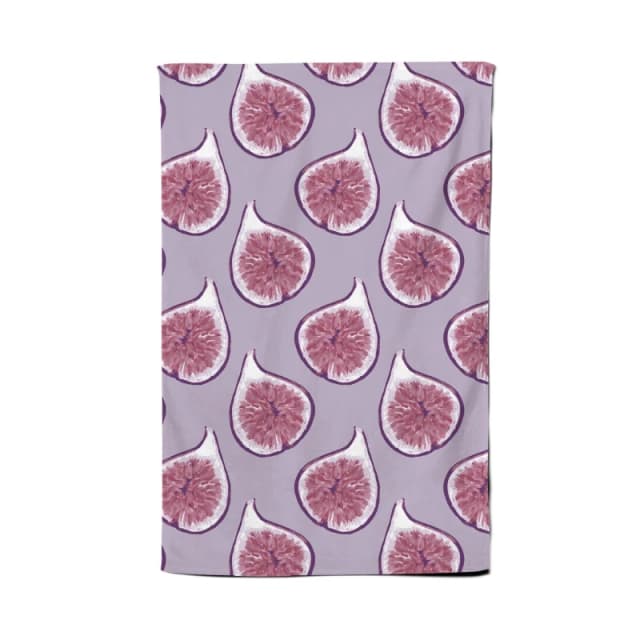 Warren Reed - Designer Modern Fig Pattern Tea Towel in Purple Purple Unisex