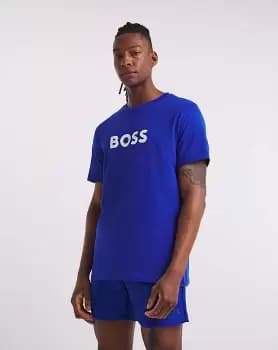 BOSS Bright Blue Logo Beach T-Shirt