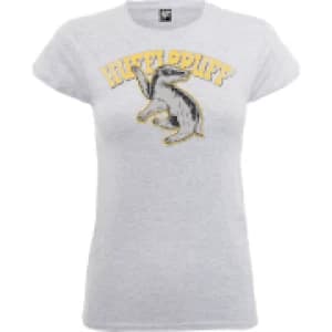 Harry Potter Hufflepuff Womens Grey T-Shirt - L