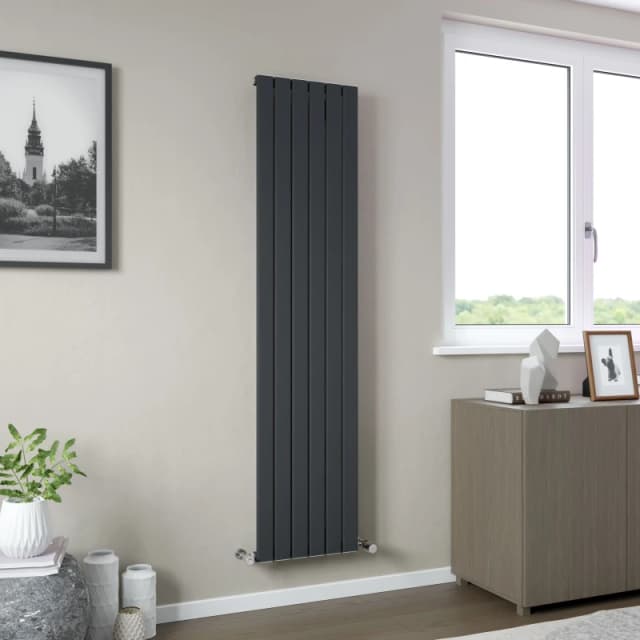 Agadon Vienna Designer Aluminium Radiator in Dark Grey Size: 1800mm x 345mm Dark Grey Unisex 1800mm x 345mm