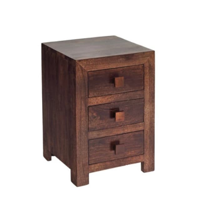 Buttercup Farm Toko Dark Mango 3 Drawer Bedside - Solid Mango Wood - L40 X W42 X H62 Cm