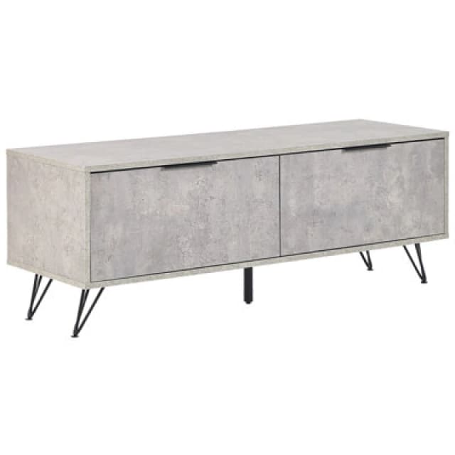 Beliani TV Stand Halston Grey Concrete Effect