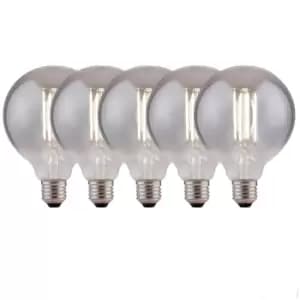 8 Watts G95 E27 LED Bulb Smoked Globe Cool White Dimmable, Pack of 5