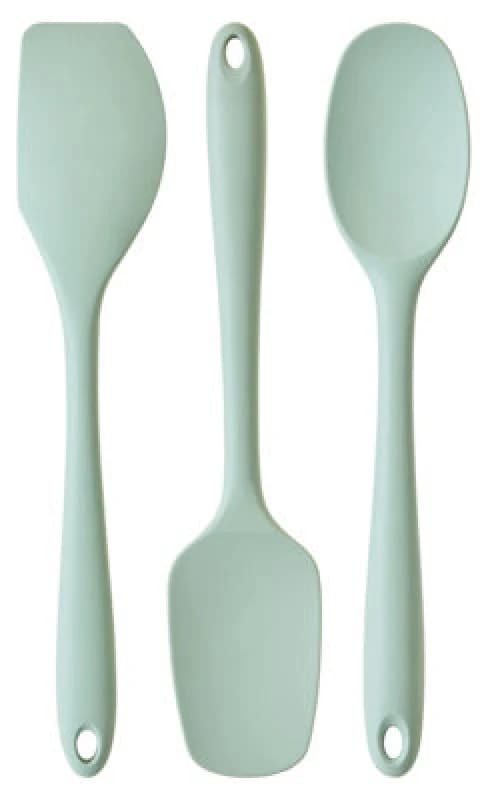 Premier Housewares Interiors By Premier Sage Green 3Pc Silicone Kitchen Tool Set,spoon, Spatula & Turner With Hanging Loops,modern Kitchen Gadgets