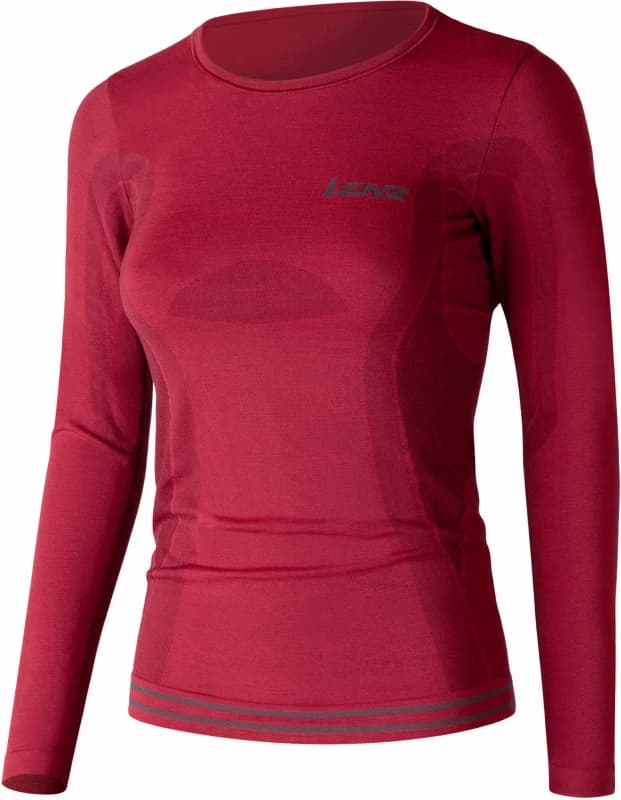 Lenz 6.0 Merino Round Neck Lady Longsleeve, red, Size XS for Women