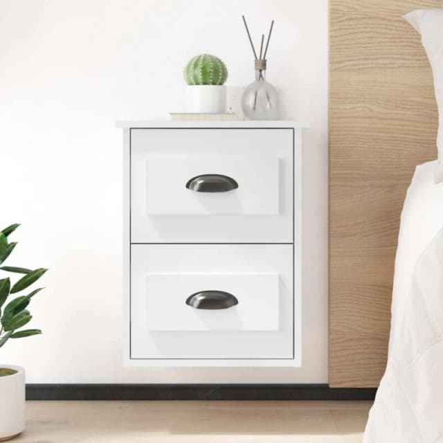 VIDAXL Wall-mounted Bedside Cabinet High Gloss White 41.5x36x53cm Vidaxl 8720845792862