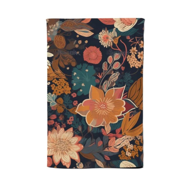 Warren Reed - Designer Boho Chic Flower Tea Towel in Orange Orange Unisex