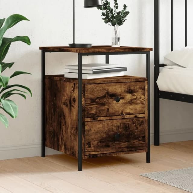 VIDAXL Bedside Cabinet Smoked Oak 44x45x60cm Engineered Wood Vidaxl 8720845939663