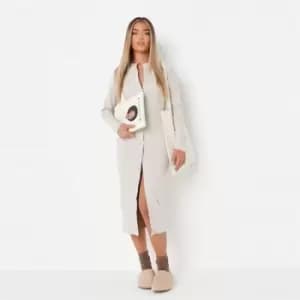 Missguided Brushed Rib Button Midaxi - Neutral