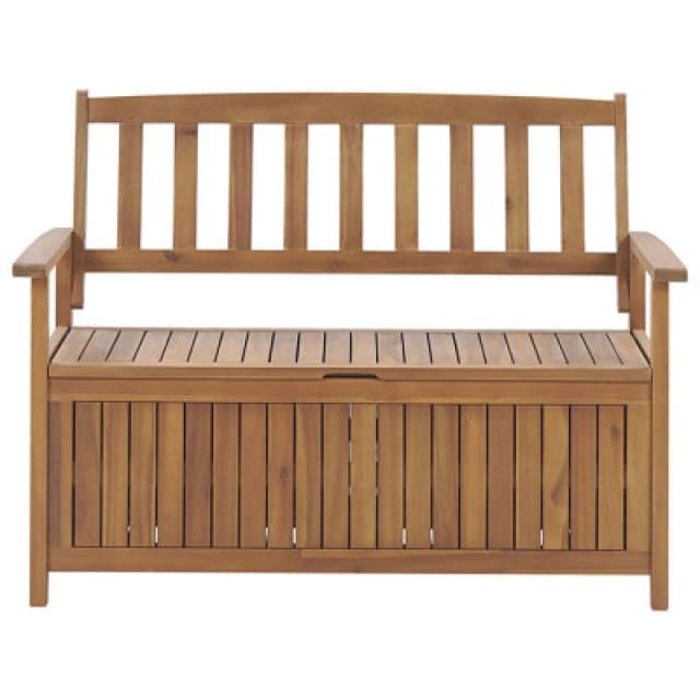 Beliani Garden Bench Sovana 120 Cm With Storage Acacia Wood Brown
