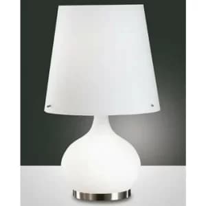 Fabas Luce Ade Table Lamp with Round Tapered Shade White Glass, E14