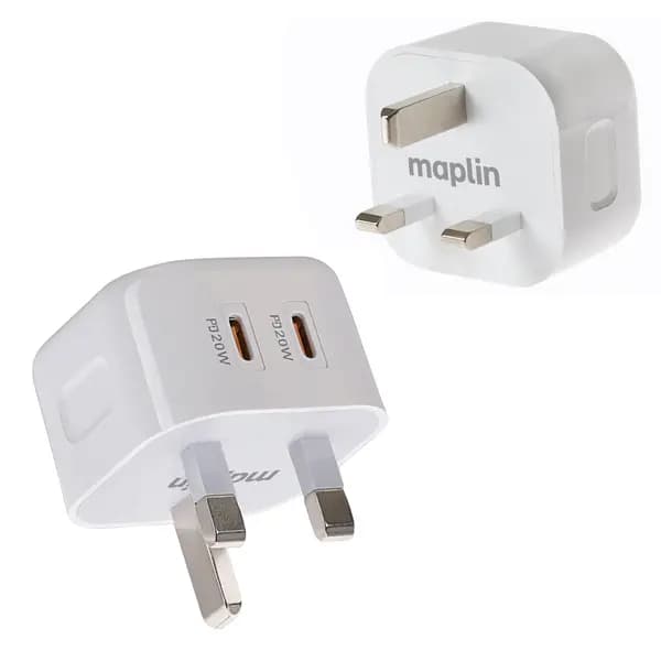 Maplin Maplin 2 Port USB-C 20W Power Delivery High Speed Wall Charger MAP579