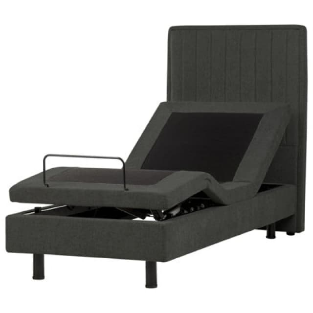 Beliani Adjustable Bed Fabric Castellan 80 X 200 Cm (Eu Small Single) Dark Grey