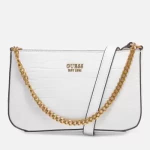 Guess Womens Katey Croc Mini Top Zip Shoulder Bag - White