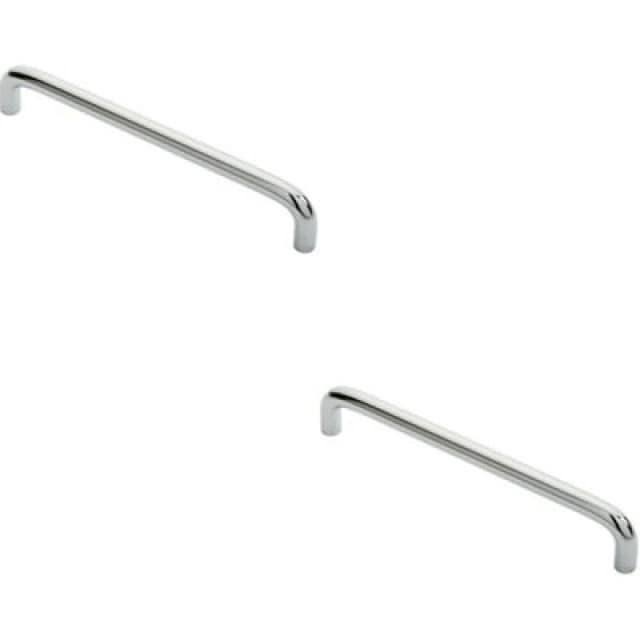 Loops 2x Round D Bar Cabinet Pull Handle 170 x 10mm 160mm Fixing Centres Chrome Multi unisex