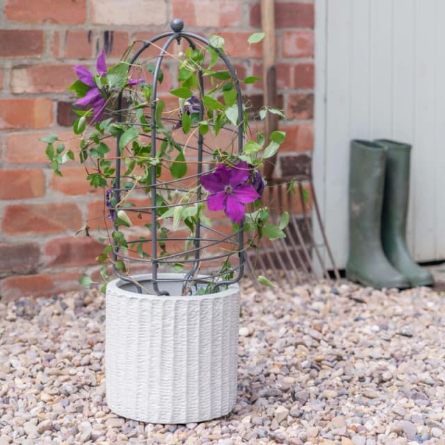 Ivyline Outdoor Pot Plant Support Zinc H75cm D26cm Silver