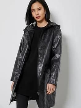 Mint Velvet Snake Print Shower Proof Parka Coat - Brown