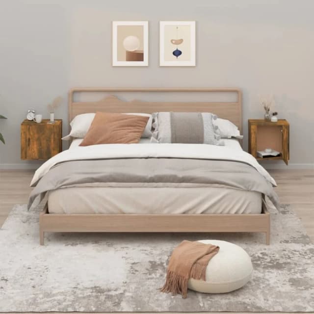 Vidaxl Wall-mounted Bedside Cabinets 2 Pcs Smoked Oak 50X30X47 Cm, Brown 816875