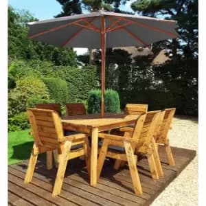 Charles Taylor Six Seater Table Set with Parasol, Grey