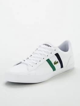Lacoste Lerond Side Stripe Leather Trainers - White, Size 11, Men