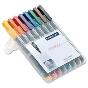 Original Staedtler Lumocolour 316 0.6mm Non Permanent Universal Pen Assorted 1 x Wallet of 8