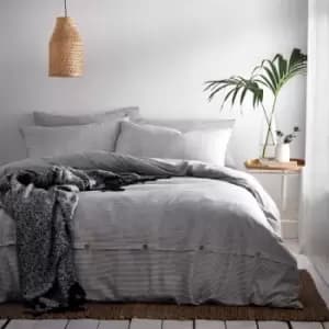 The Linen Yard Holbury King Duvet Cover Set Cotton Grey
