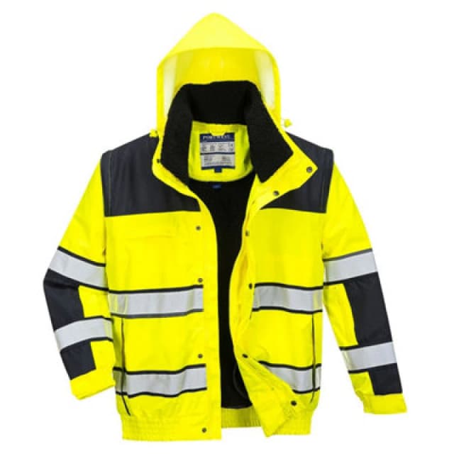 Oxford Weave 300D Hi Vis Classic Bomber Jacket C466YBRL Colour: Yellow / Black