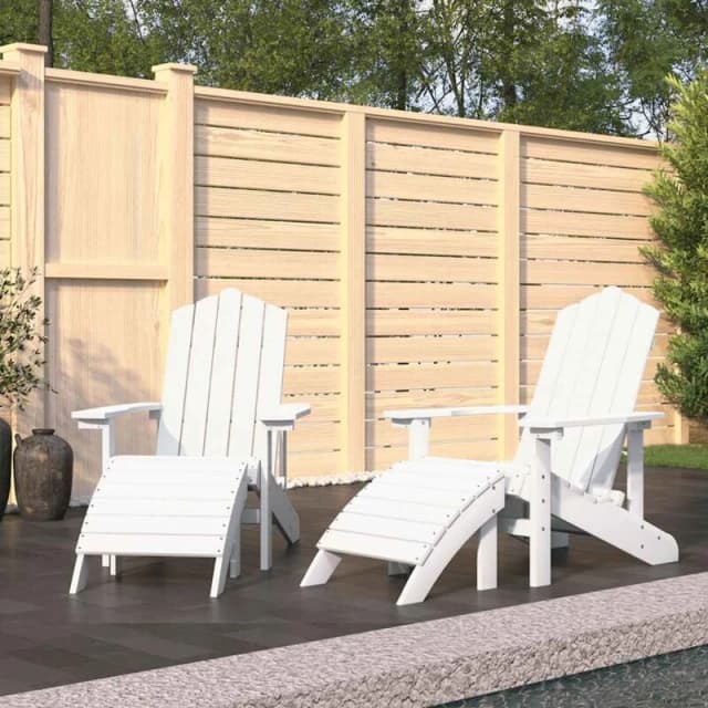 VIDAXL Garden Adirondack Chairs 2 pcs with Footstools hdpe White Vidaxl 8720286847152