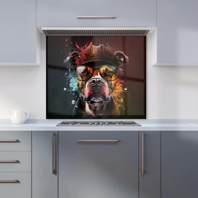 Warren Reed - Designer Staffy Bull Terrier Dog Splashart Kitchen Splashback Size: 600mm x 750mm Multicolor Unisex 600mm x 750mm