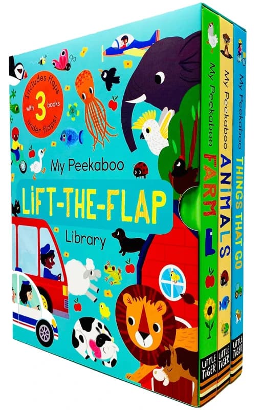 My Peekaboo Lift Flap Library Box Set 3 Books Things That Go Animals Farm Hardcover For Toddlers Jonny Marx Books