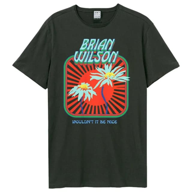 Amplified Amplified Men Flowers Brian Wilson T-Shirt in Charcoal Size: Small Charcoal S Male 5063470410934
